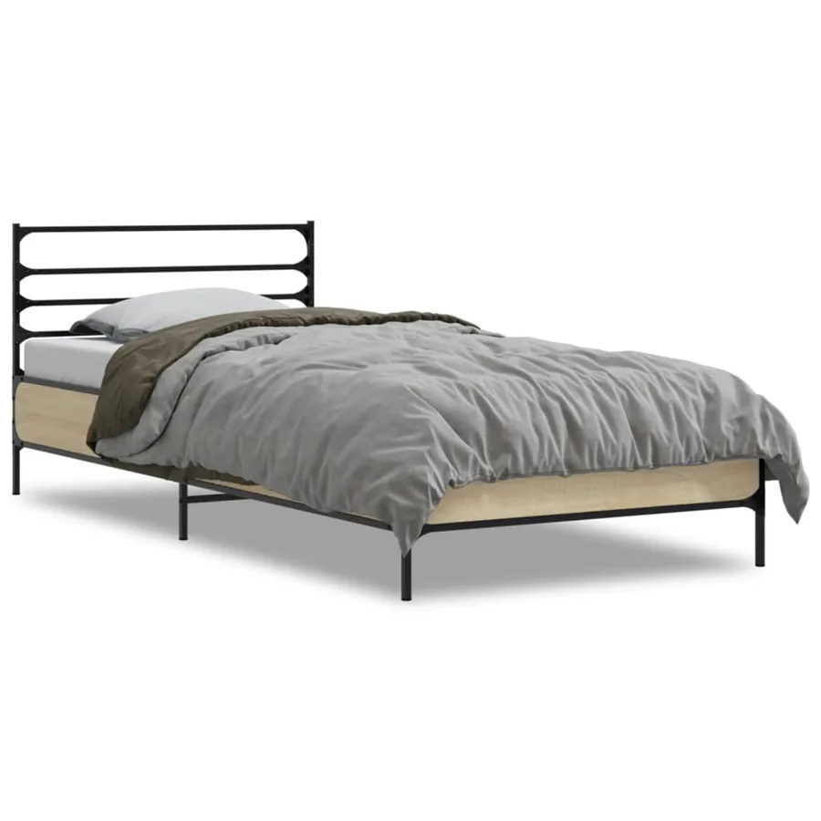 Cadre de lit sans matelas chêne sonoma 75x190 cm - 2