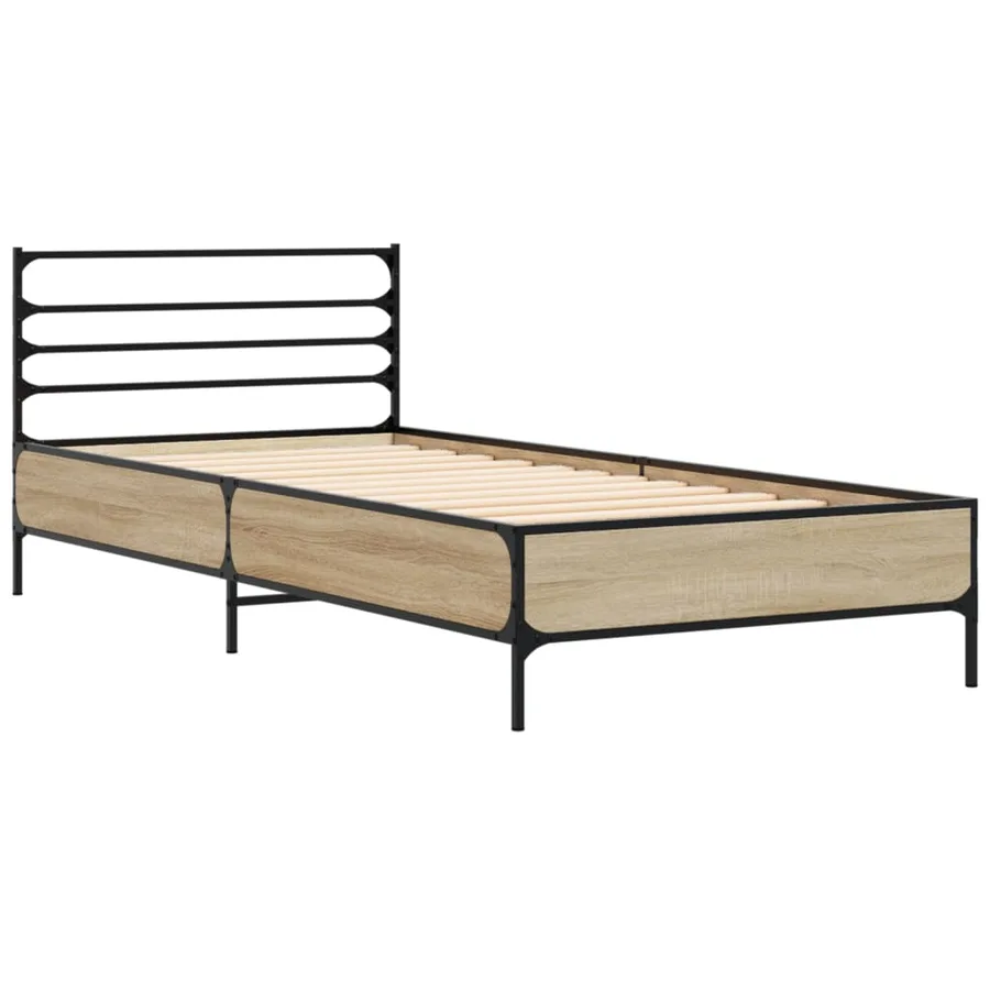 Cadre de lit sans matelas chêne sonoma 75x190 cm - 3