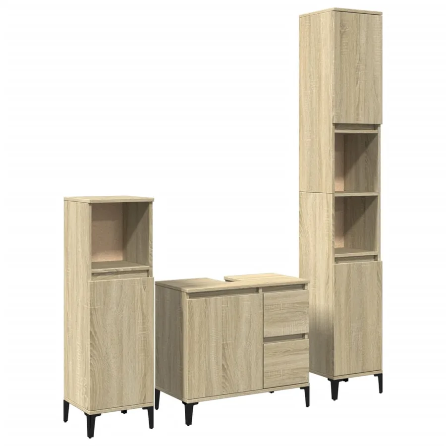 Ensemble de meubles de salle de bain 3 pcs chêne sonoma - 2