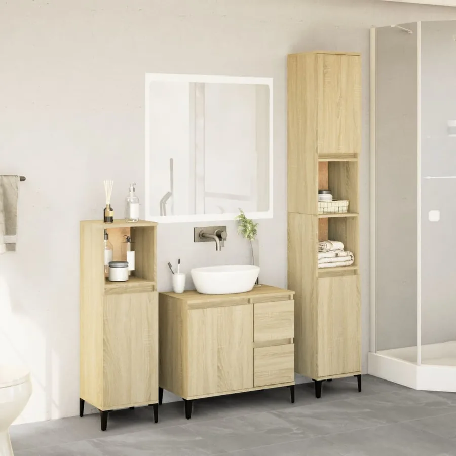 Ensemble de meubles de salle de bain 3 pcs chêne sonoma - 3