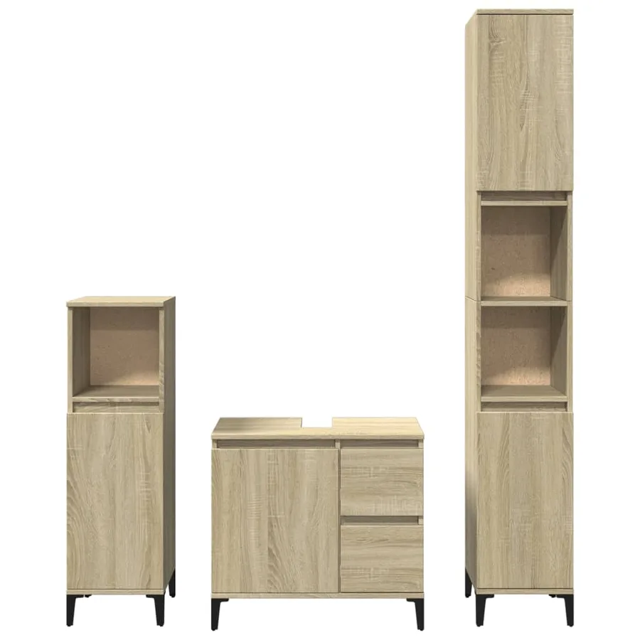 Ensemble de meubles de salle de bain 3 pcs chêne sonoma - 4