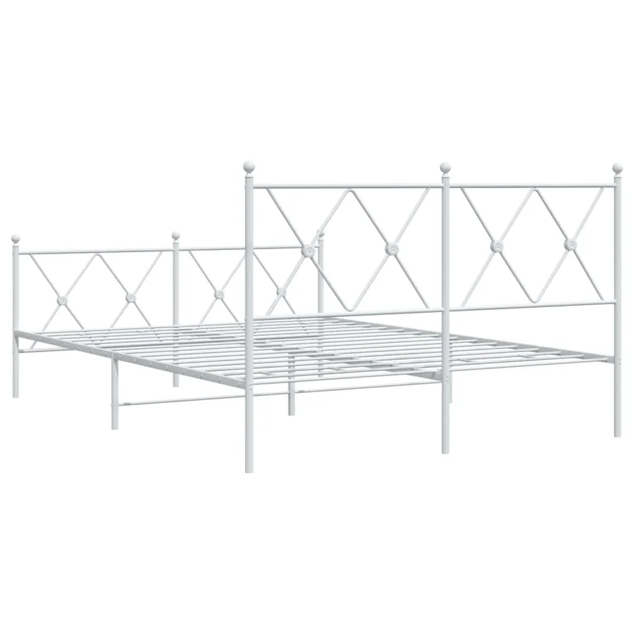 Cadre de lit métal sans matelas et pied de lit blanc 137x190 cm - 6