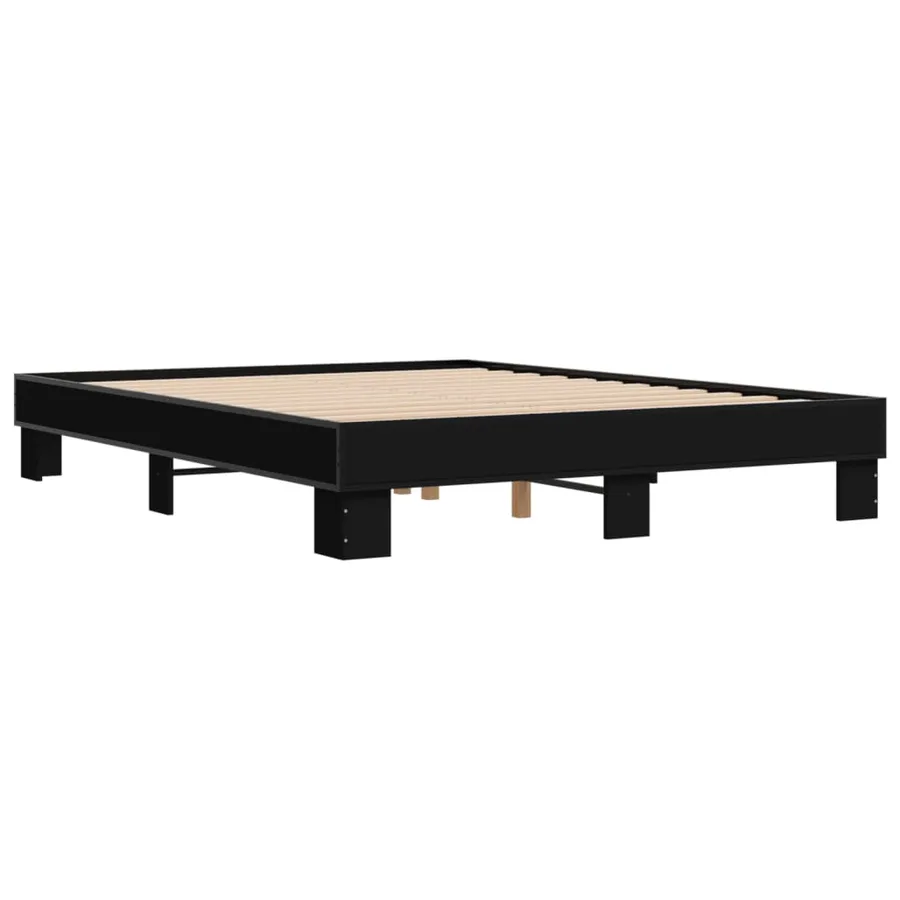 Cadre de lit sans matelas noir 150x200 cm - 3