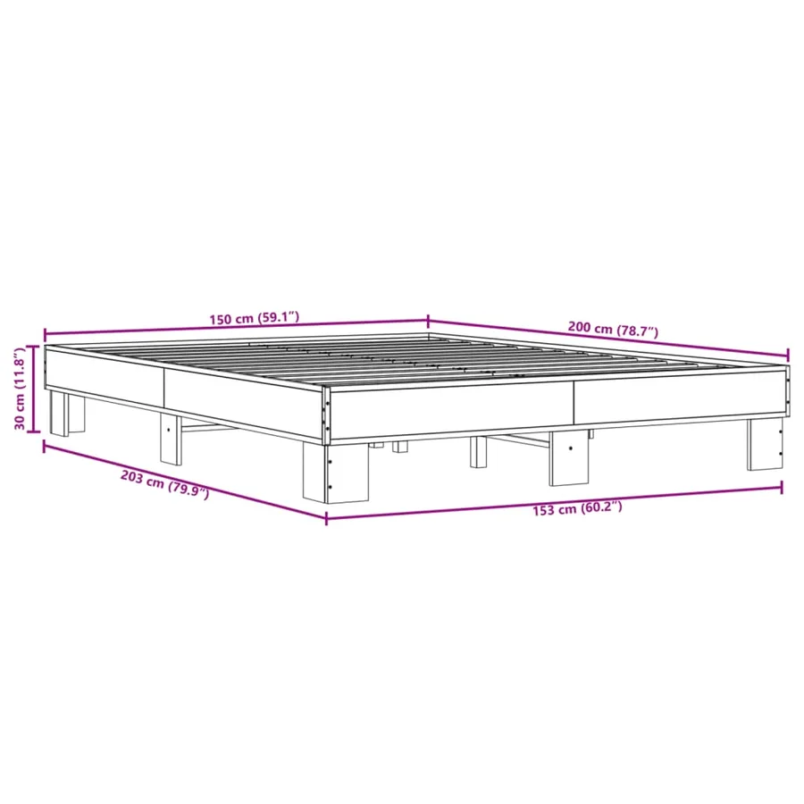 Cadre de lit sans matelas noir 150x200 cm - 9