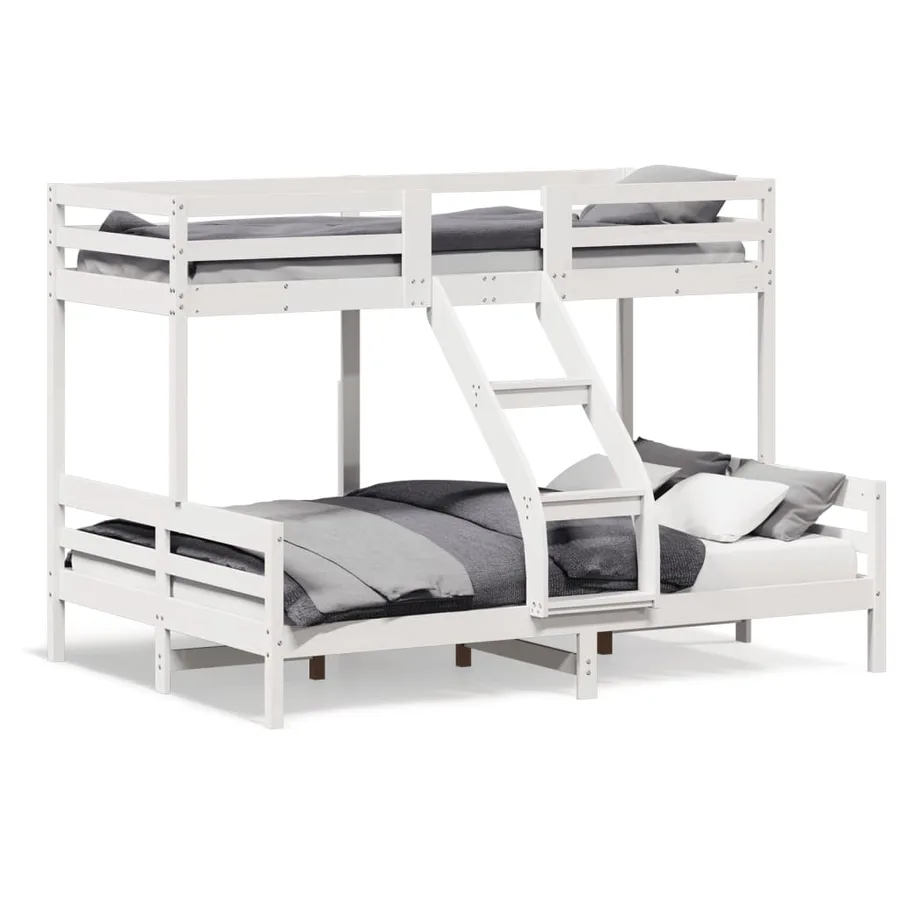 Lit superposé sans matelas 90x200/140x200 cm blanc bois massif - 2