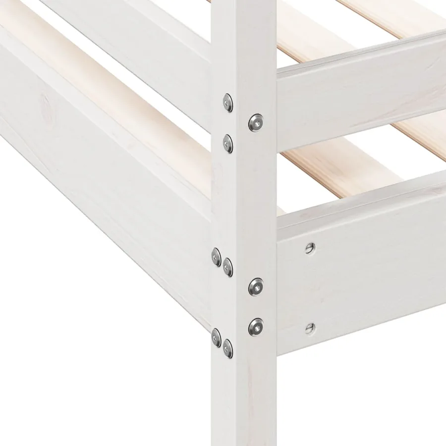 Lit superposé sans matelas 90x200/140x200 cm blanc bois massif - 7