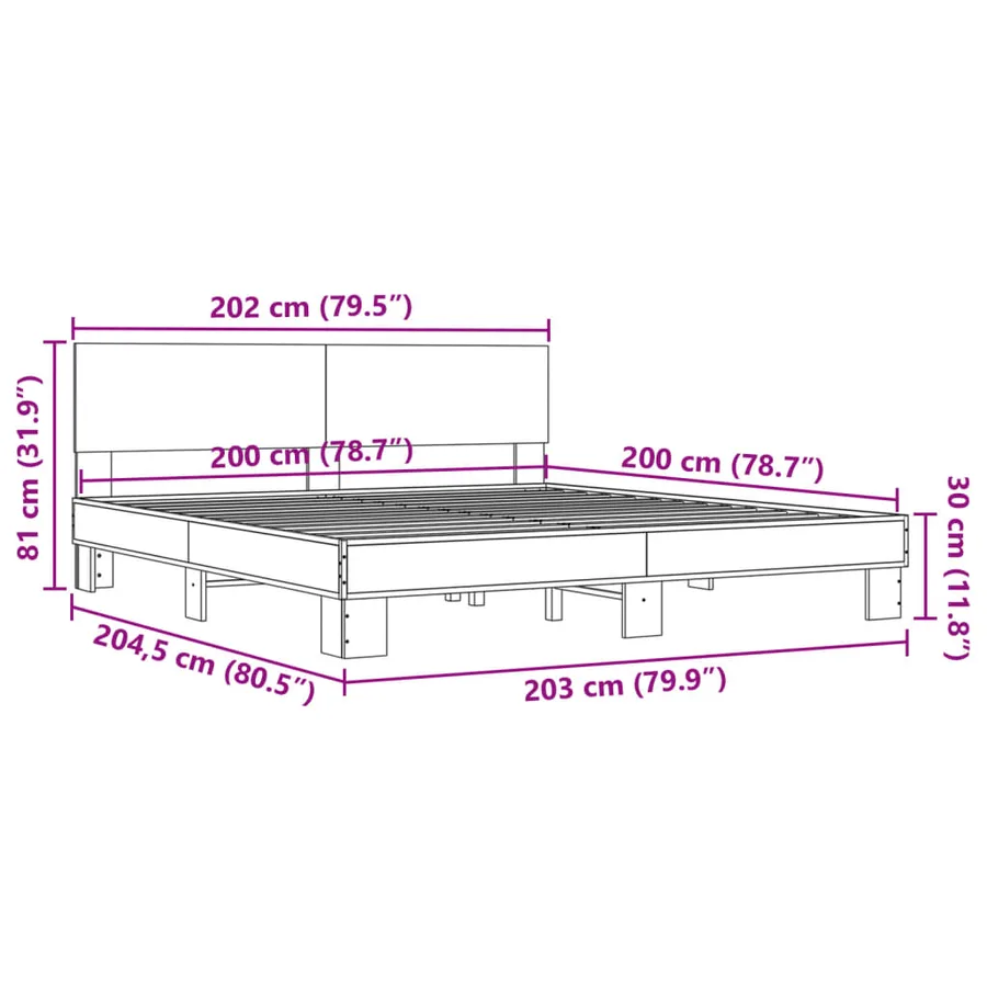 Cadre de lit sans matelas chêne marron 200x200 cm - 9