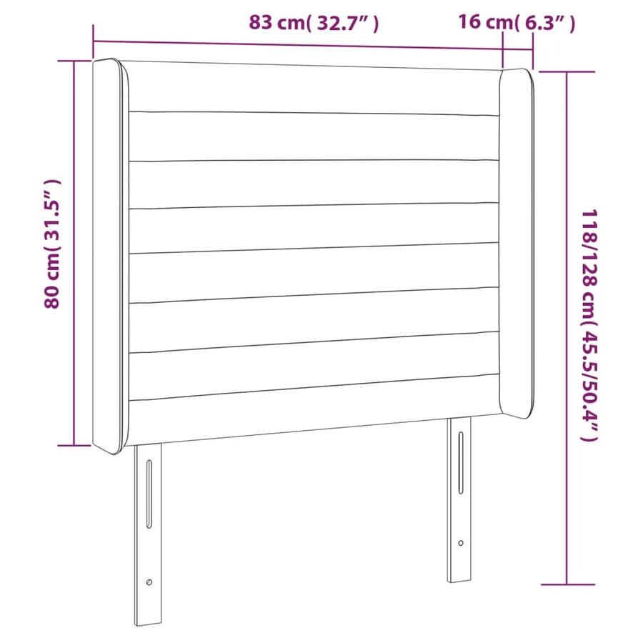 Tête de lit à LED Gris foncé 83x16x118/128 cm Velours - 6