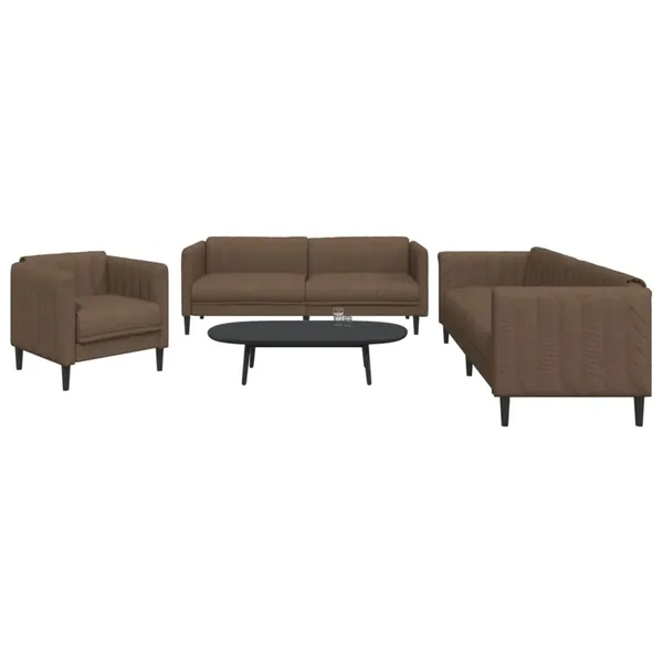 Ensemble de canapés 3 pcs marron tissu