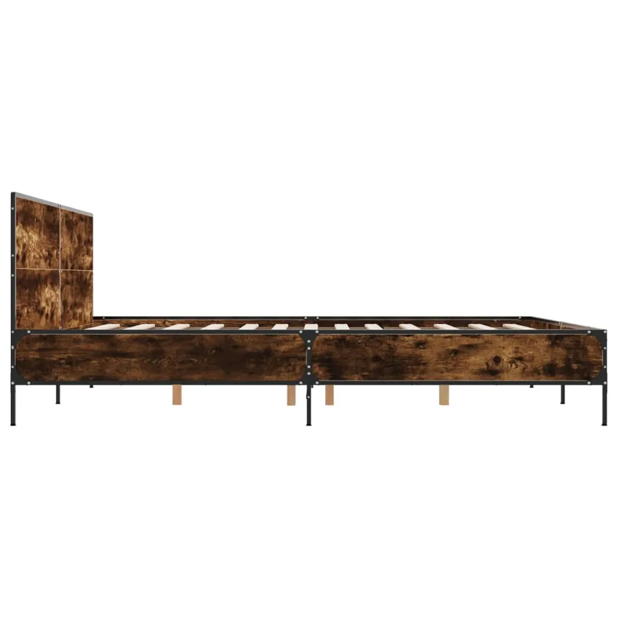 Cadre de lit sans matelas chêne fumé 200x200 cm - 5
