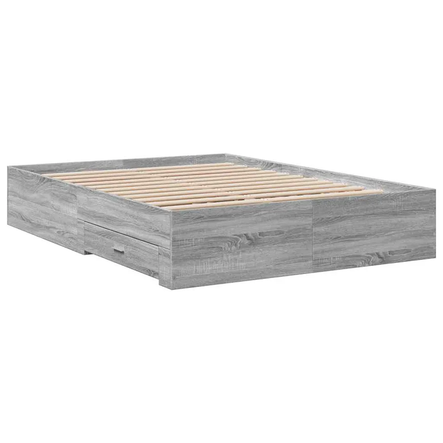 Cadre de lit avec tiroirs sans matelas sonoma gris 135x190 cm - 6