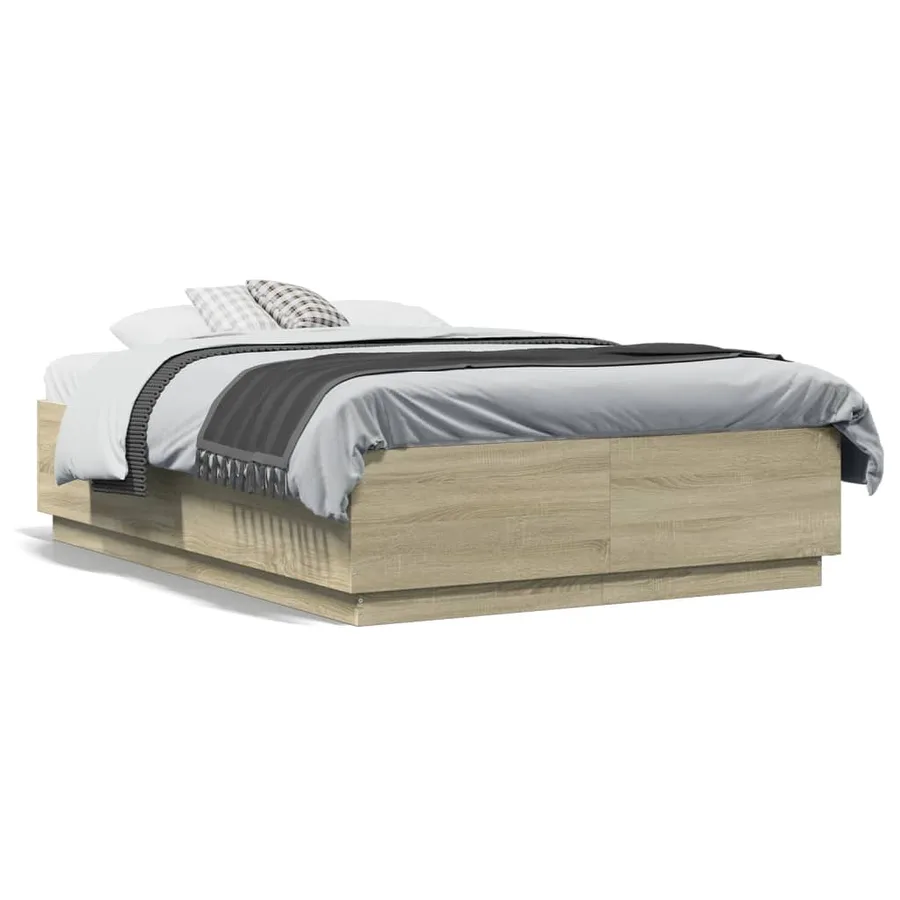 Cadre de lit sans matelas chêne sonoma 135x190 cm - 2