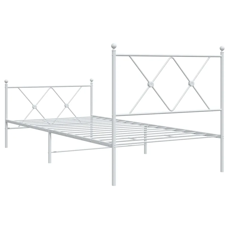 Cadre de lit métal sans matelas avec pied de lit blanc 90x190cm - 6
