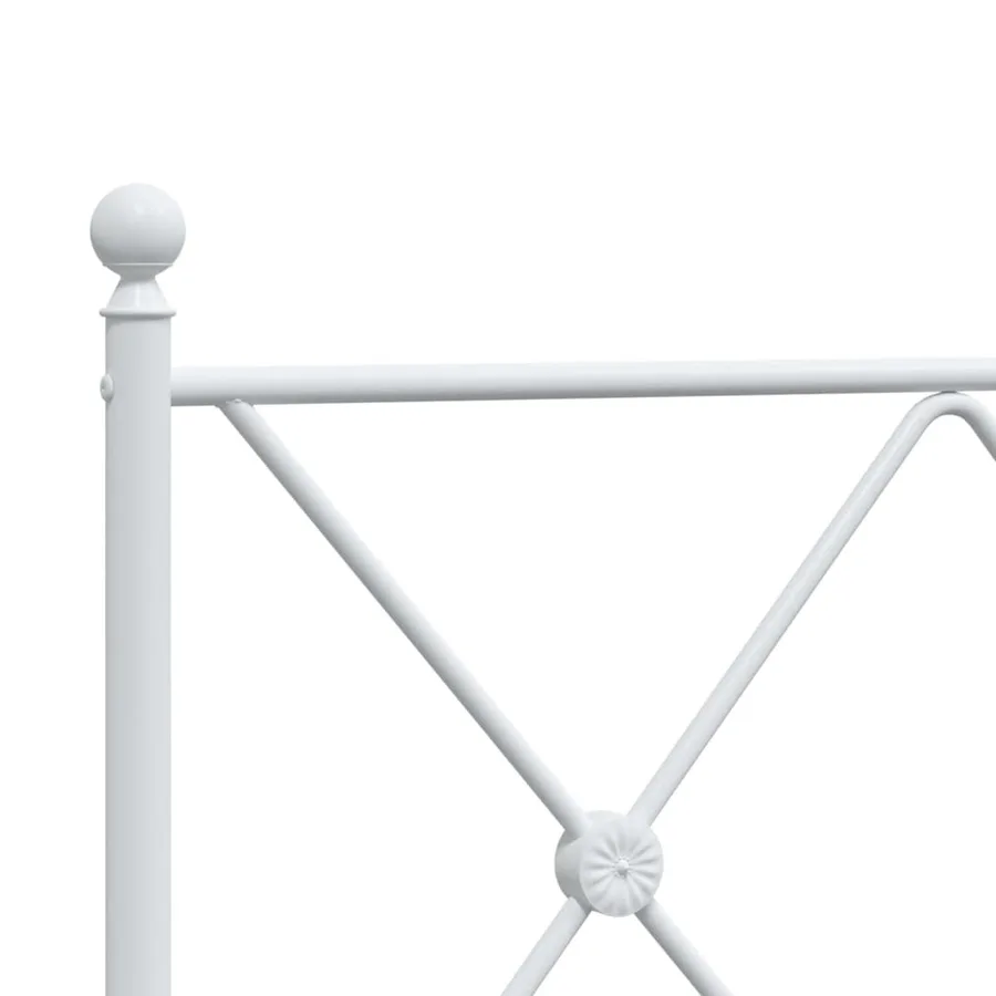 Cadre de lit métal sans matelas et pied de lit blanc 100x190 cm - 7