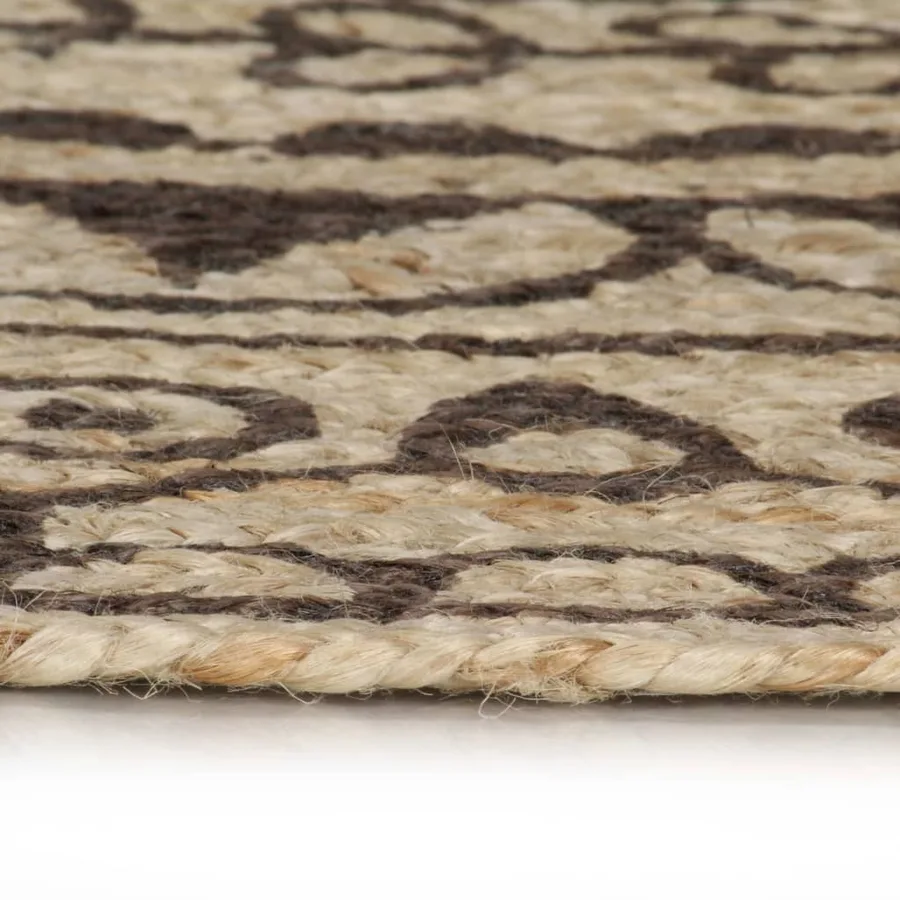Tapis fait à la main Jute avec imprimé marron foncé 90 cm - 3