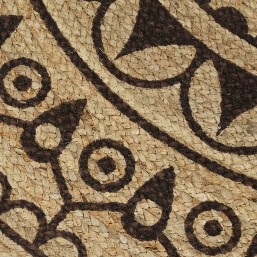 Tapis fait à la main Jute avec imprimé marron foncé 90 cm - 4