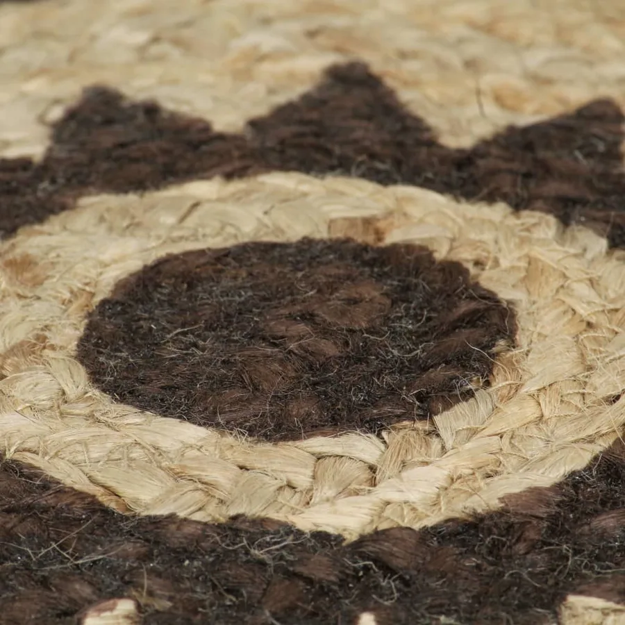 Tapis fait à la main Jute avec imprimé marron foncé 90 cm - 5