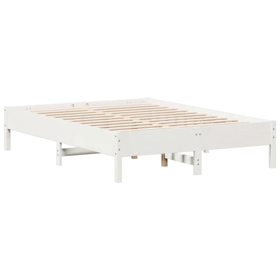 Cadre de lit sans matelas blanc 140x190 cm bois de pin massif - 2