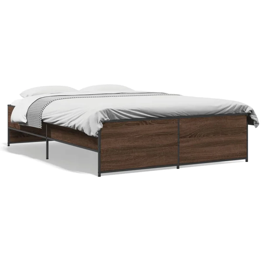 Cadre de lit sans matelas chêne marron 135x190 cm - 2