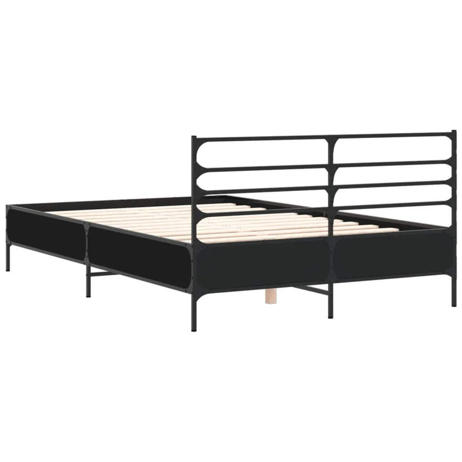 Cadre de lit sans matelas noir 120x190 cm - 6