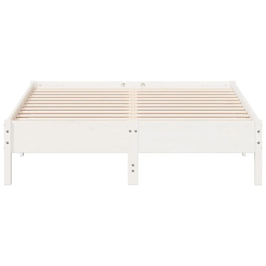 Cadre de lit sans matelas blanc 120x200 cm bois de pin massif - 4