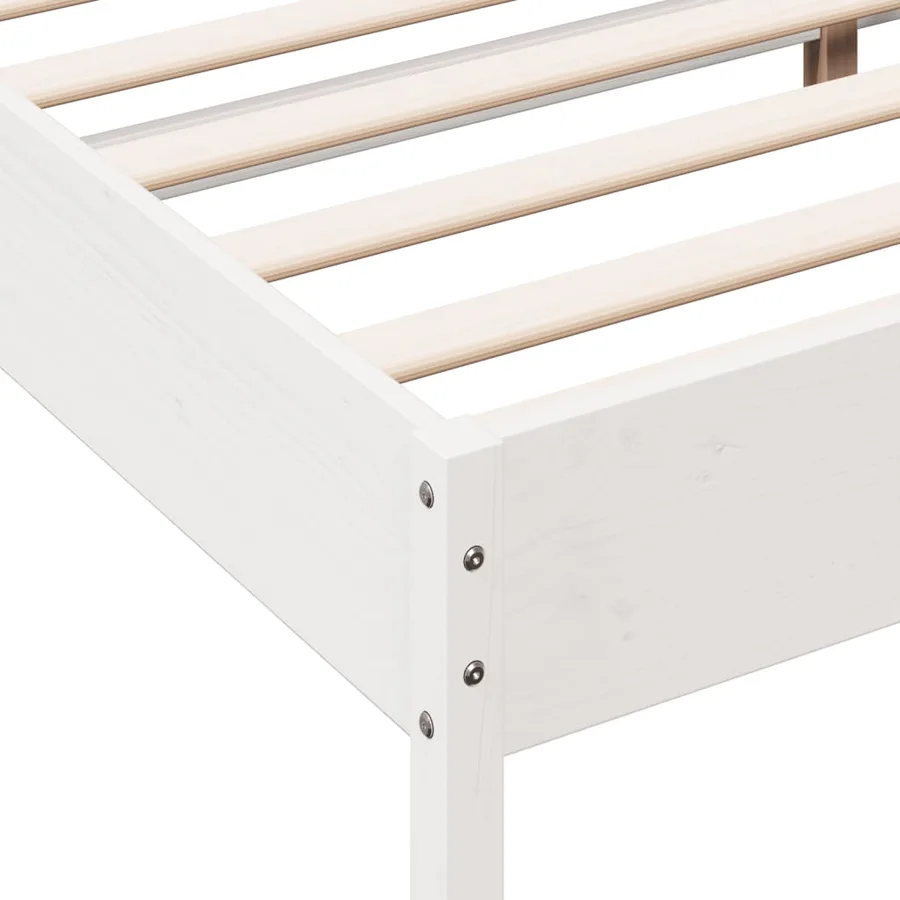 Cadre de lit sans matelas blanc 120x200 cm bois de pin massif - 7