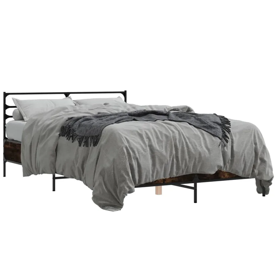 Cadre de lit sans matelas chêne fumé 140x200 cm - 2