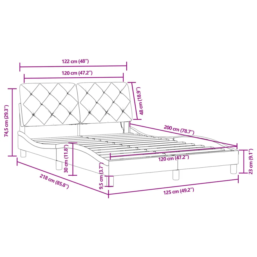 Cadre de lit avec LED sans matelas rose 120x200 cm velours - 15