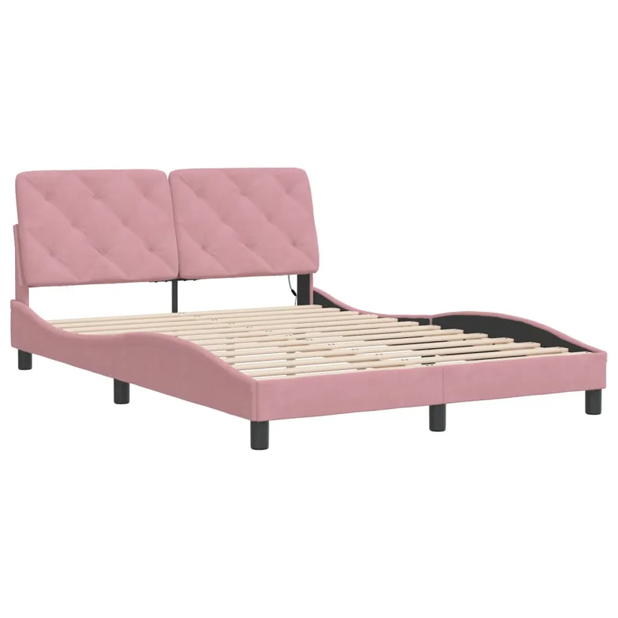 Cadre de lit avec LED sans matelas rose 120x200 cm velours - 3