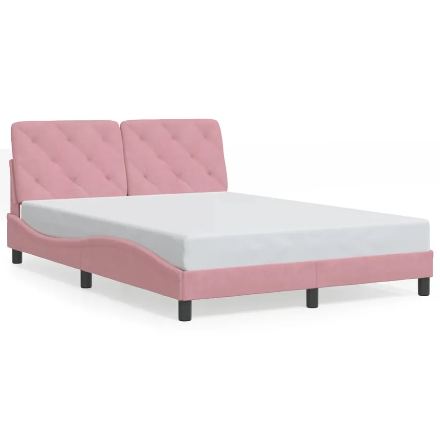 Cadre de lit avec LED sans matelas rose 120x200 cm velours - 5