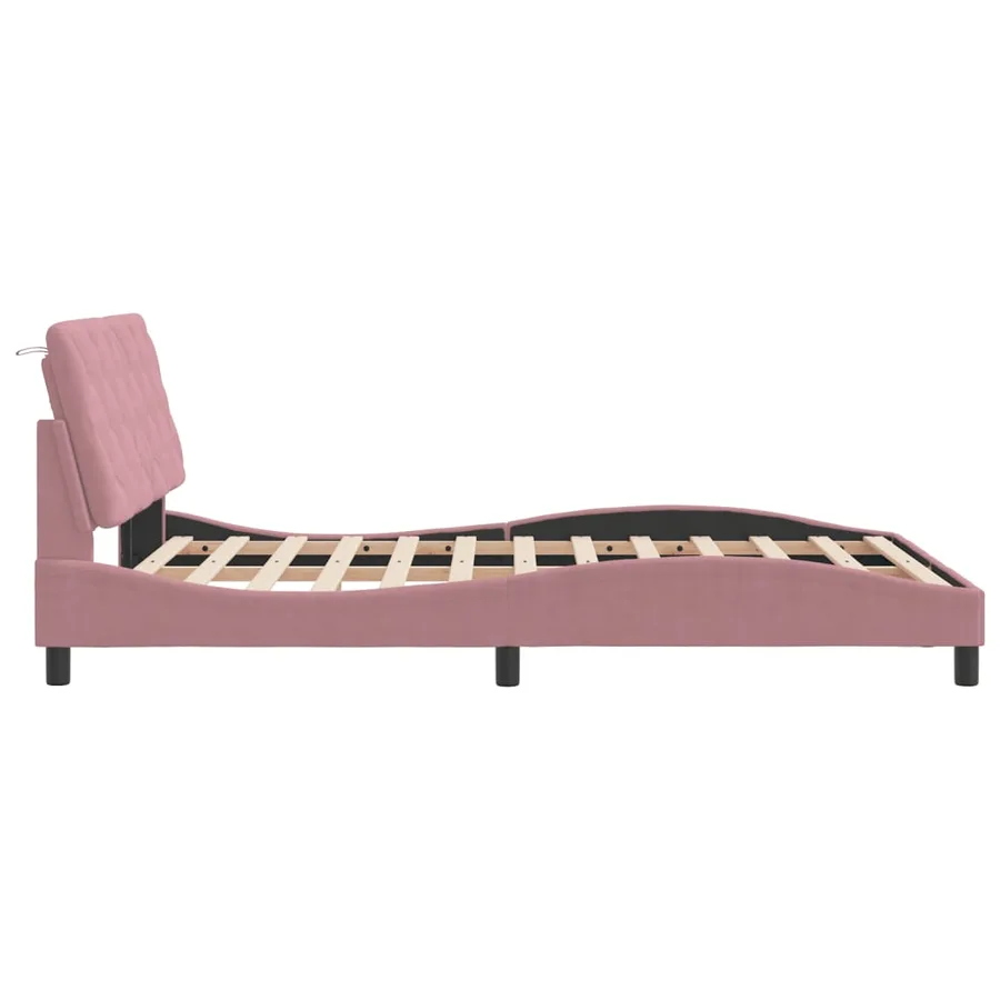 Cadre de lit avec LED sans matelas rose 120x200 cm velours - 7