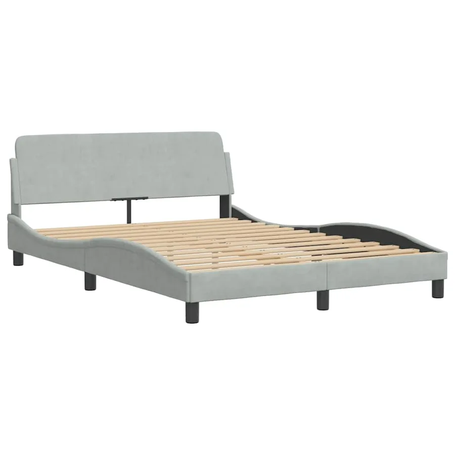 Cadre de lit sans matelas gris clair 140x190 cm velours - 4