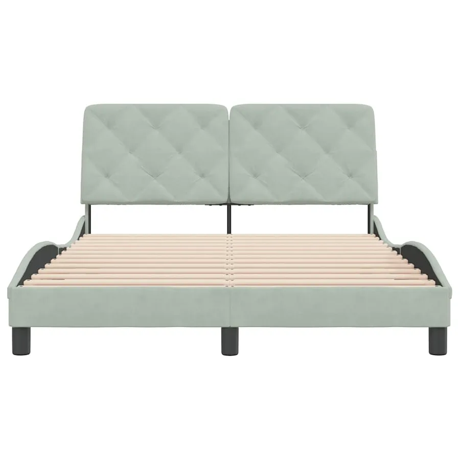 Cadre de lit sans matelas gris clair 140x190 cm velours - 5