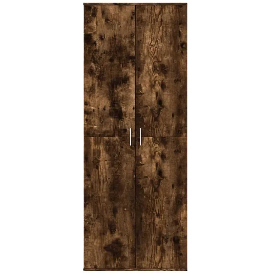 Buffet haut chêne fumé 70x35x180 cm bois d'ingénierie - 3