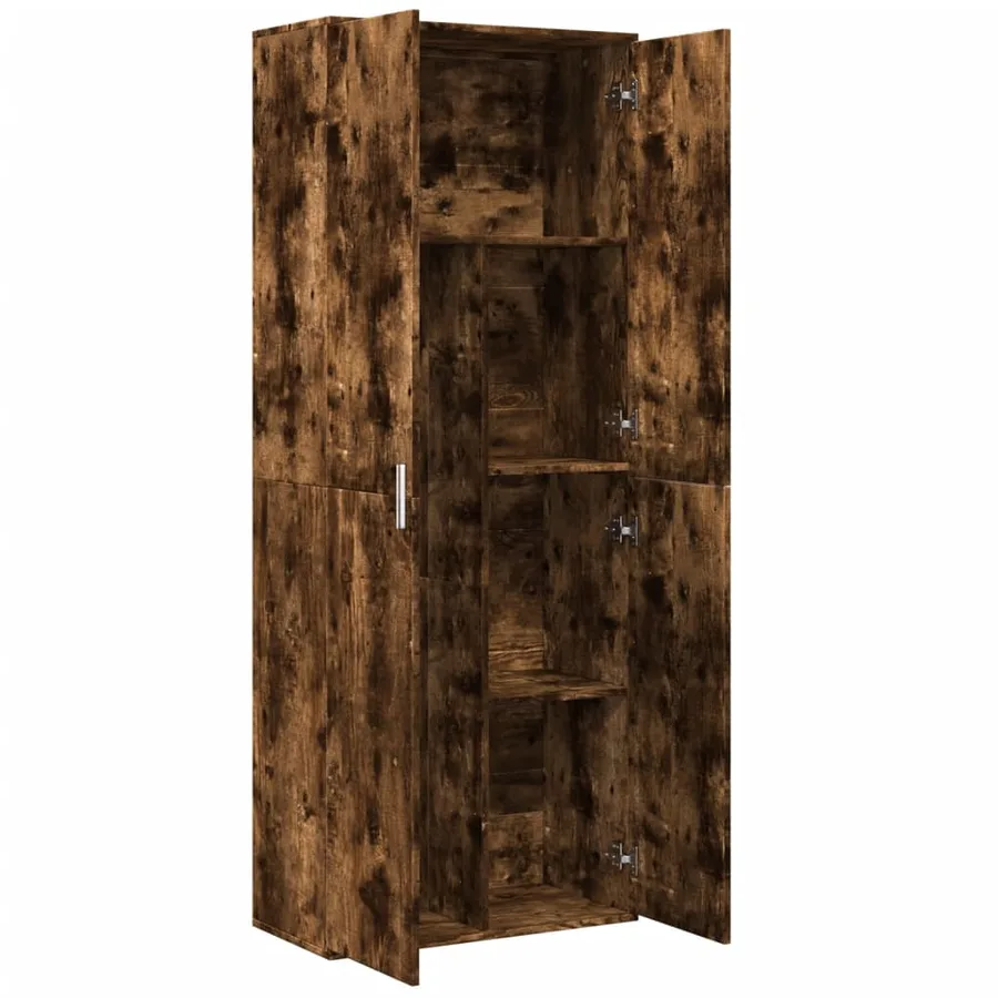Buffet haut chêne fumé 70x35x180 cm bois d'ingénierie - 6