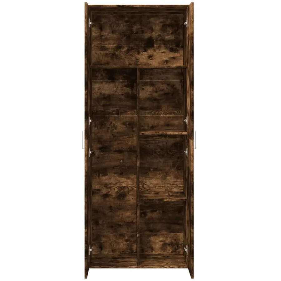 Buffet haut chêne fumé 70x35x180 cm bois d'ingénierie - 7