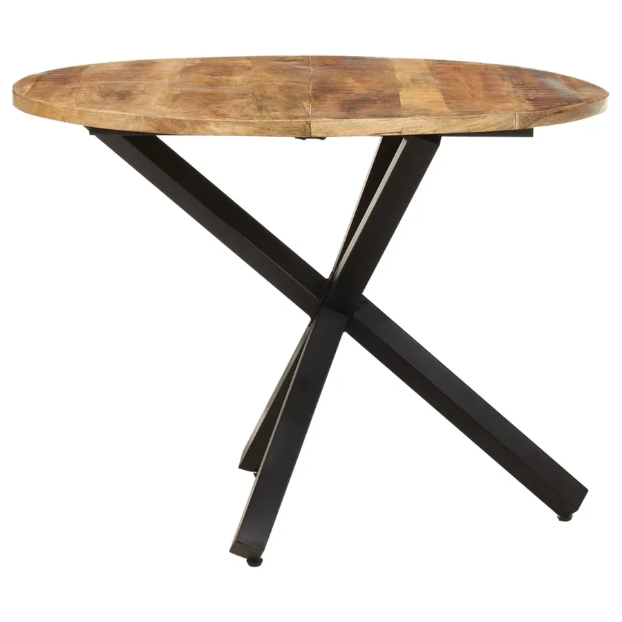 Table à dîner ronde 100x100x75 cm Bois de manguier brut - 3