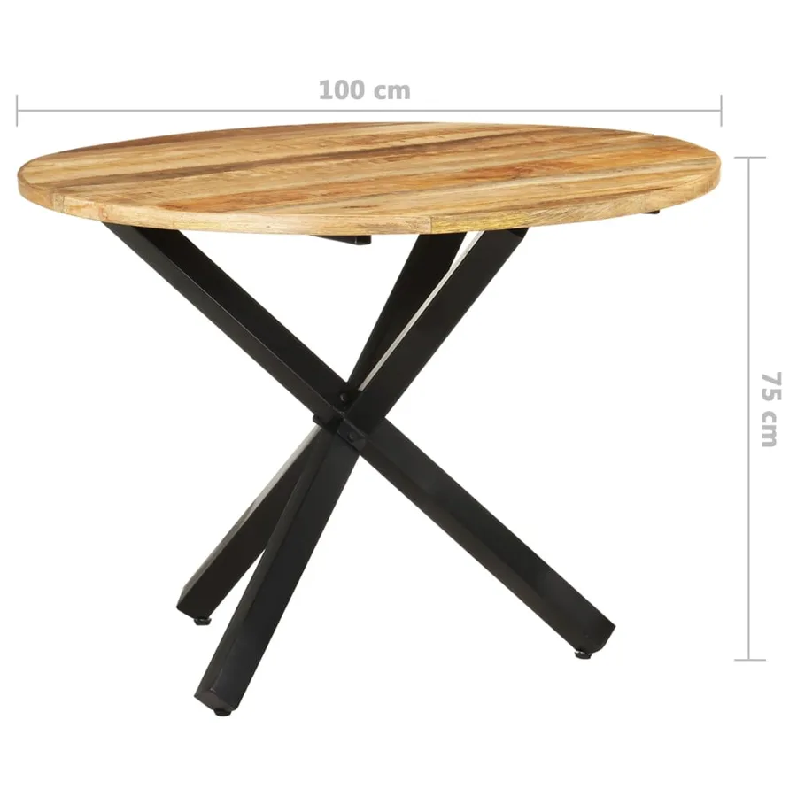 Table à dîner ronde 100x100x75 cm Bois de manguier brut - 6
