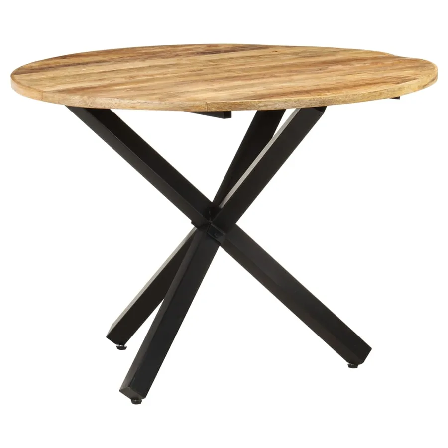 Table à dîner ronde 100x100x75 cm Bois de manguier brut - 7