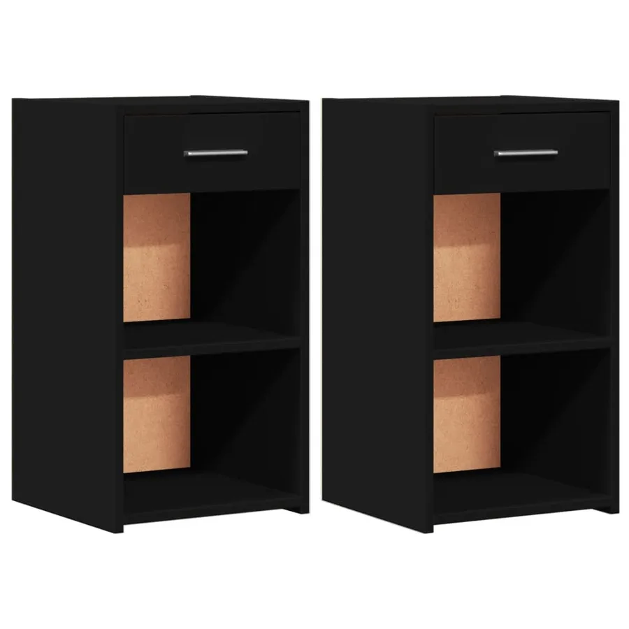 Tables de chevet 2 pcs noir 35x34x65 cm bois d’ingénierie - 2
