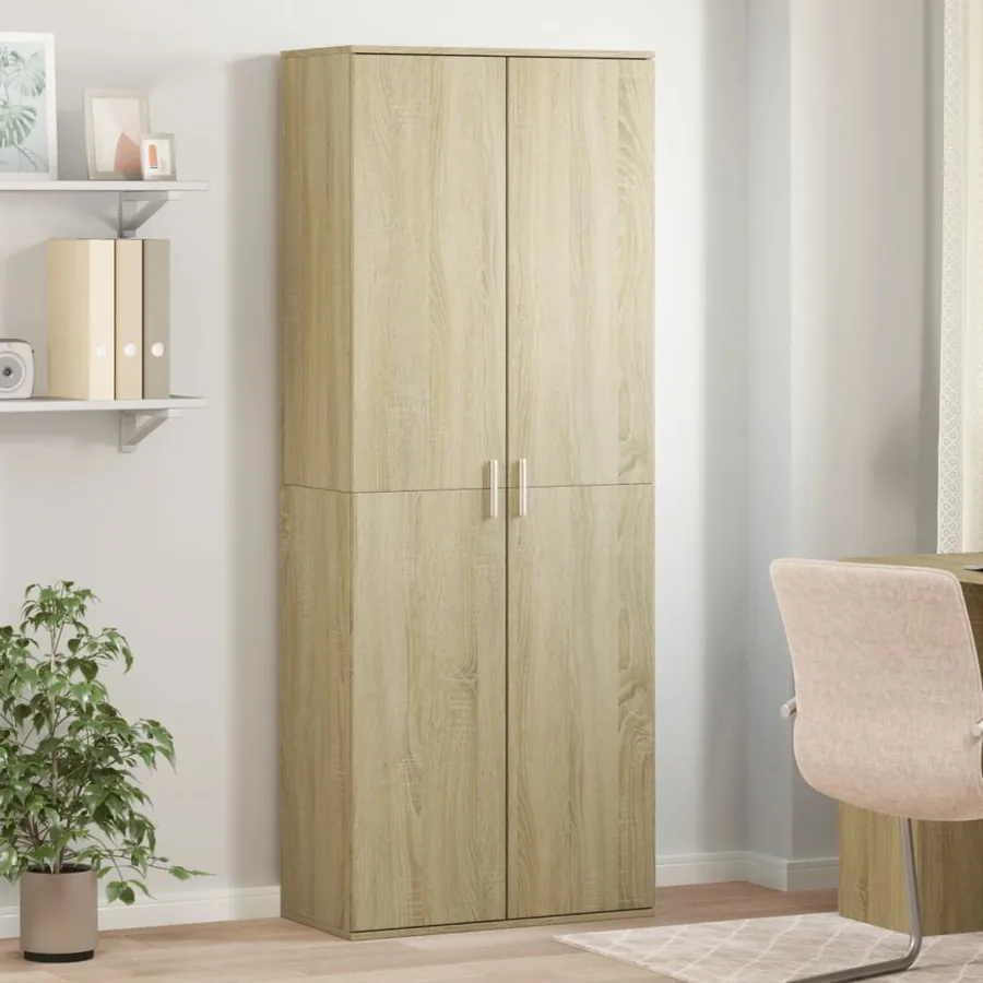 Buffet haut chêne sonoma 70x35x180 cm bois d'ingénierie