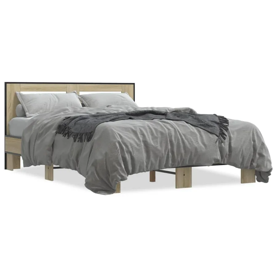 Cadre de lit sans matelas chêne sonoma 140x200 cm - 2
