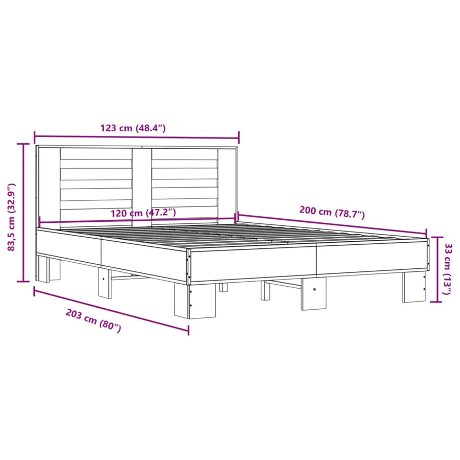 Cadre de lit sans matelas chêne sonoma 120x200 cm - 9