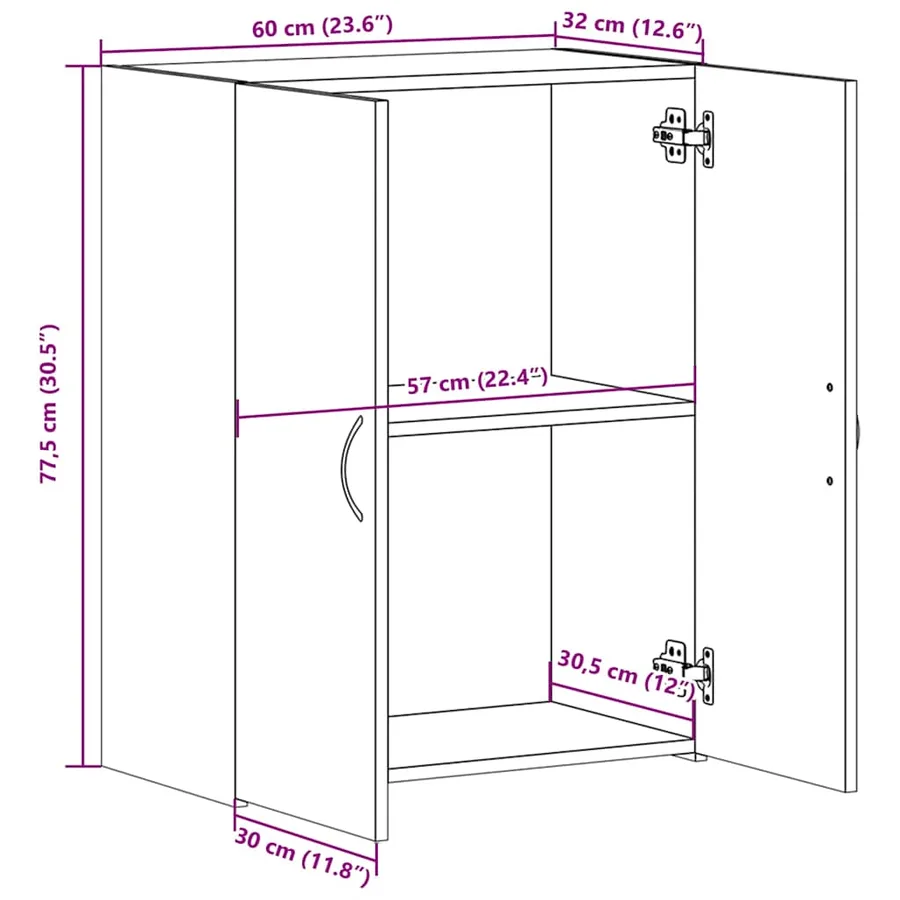 Armoire de classement blanc 60x32x77,5 cm bois d'ingénierie - 10