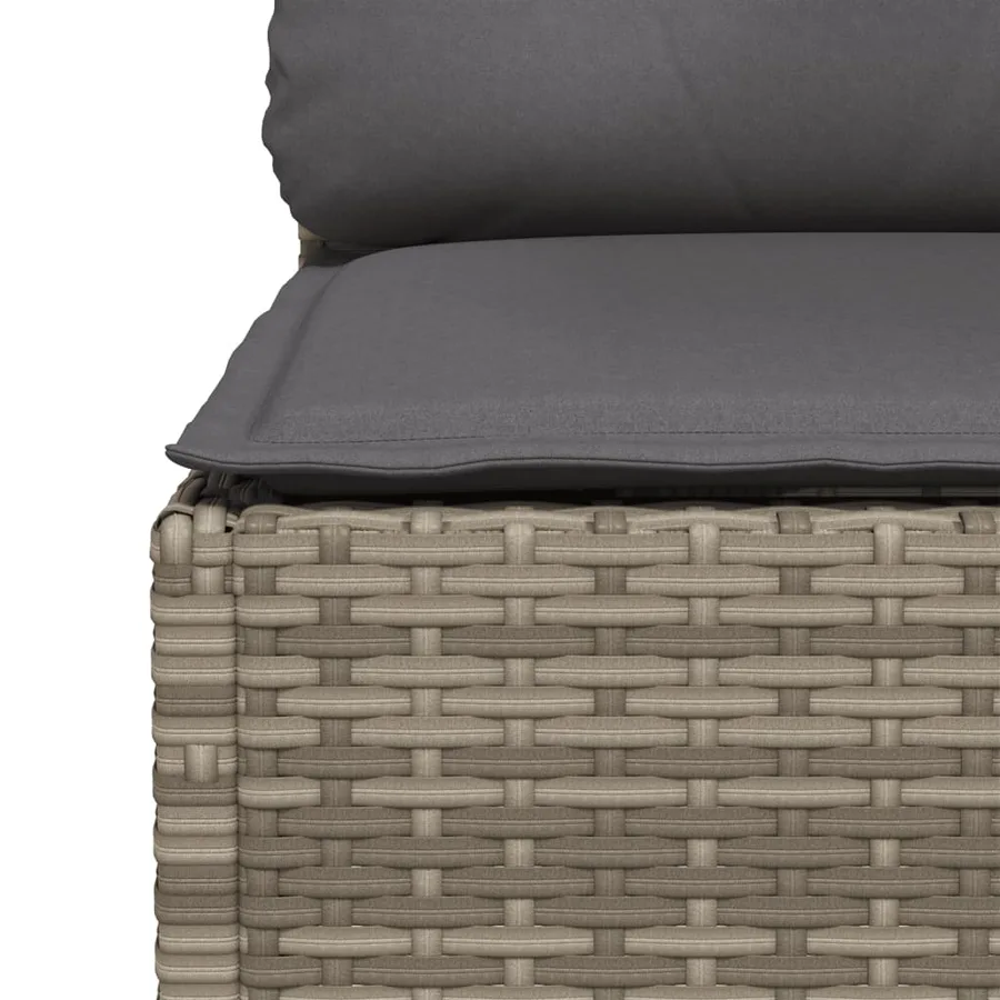 Canapé d'angle de jardin avec coussins gris résine tressée - 7