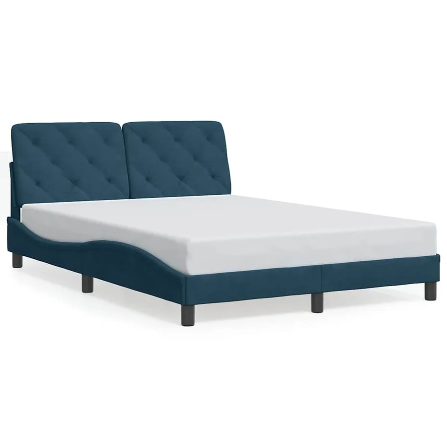 Cadre de lit sans matelas bleu 120x200 cm velours - 2