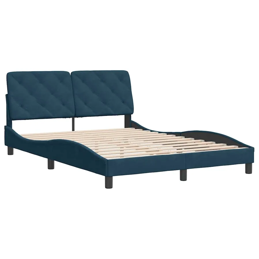 Cadre de lit sans matelas bleu 120x200 cm velours - 3