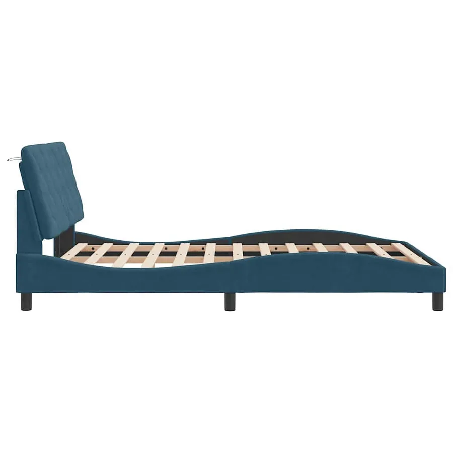 Cadre de lit sans matelas bleu 120x200 cm velours - 7