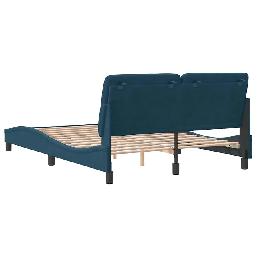 Cadre de lit sans matelas bleu 120x200 cm velours - 8