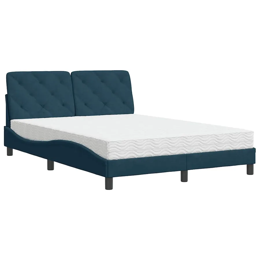 Lit avec matelas bleu 120x200 cm velours - 3